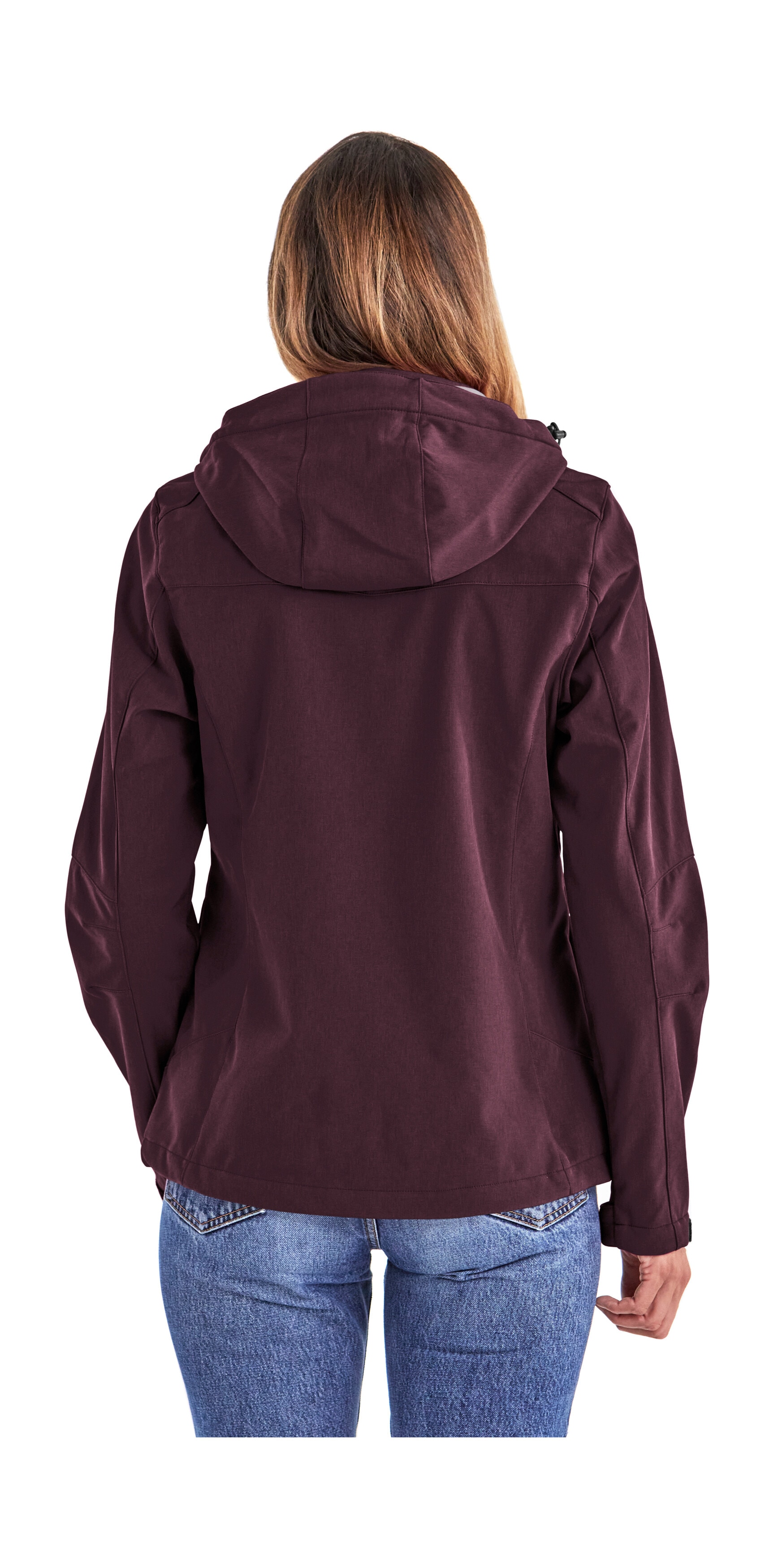 Softshelljacke KILLTEC "Damen Softshelljacke", Damen, Gr. 38, lila (brombeer), Oberseite: 100% Polyester.Rückseite: 100% Polyester, Jacken Softshelljacke, Wasserabweisende, winddichte Softshelljacke mit abnehmbarer Kapuze brombeer 38