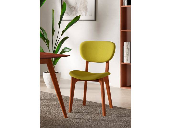 Stuhl HOME AFFAIRE COZY Made in Italy , grün (grün, kirsch, grün), B:50cm H:88cm T:62cm, Polyester, Stühle, Stuhl, Gestell in Buche, Kirsch- oder Nussbaum, Massivholz, Design Stuhl