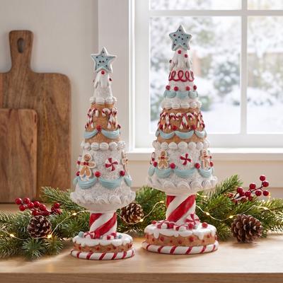 Regency International "13-15"" Resin Gingerbread Tree Set of 2"