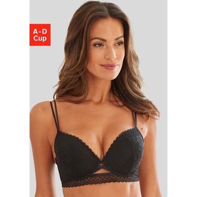 Push-up-BH VIVANCE BY LASCANA "Viola", Damen, Gr. 70, Cup D, schwarz, Spitze, Obermaterial: 87% Polyamid, 13% Elasthan, BHs Push-up-BH, mit Spitze aus anteilig recyceltem Polyamid, sexy Dessous