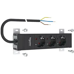 ABN XSD3L Schutzkontaktsteckdose EURO 3-fach 45° mit 2m Ltg, H05VV-F 3G1,5mm2 und Montagezubehör