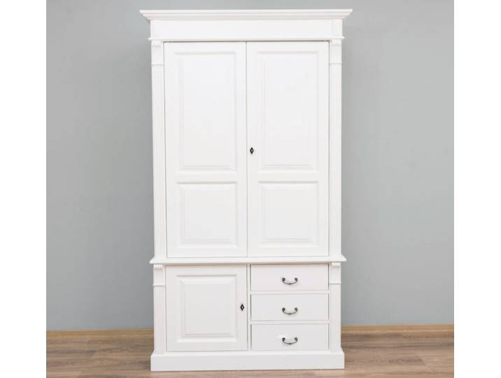 Weißer Landhausstil Kleiderschrank mit Schubladen