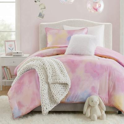 Intelligent Design Cassiopeia Watercolor Tie Dye Printed Comforter Set with Throw Pillow