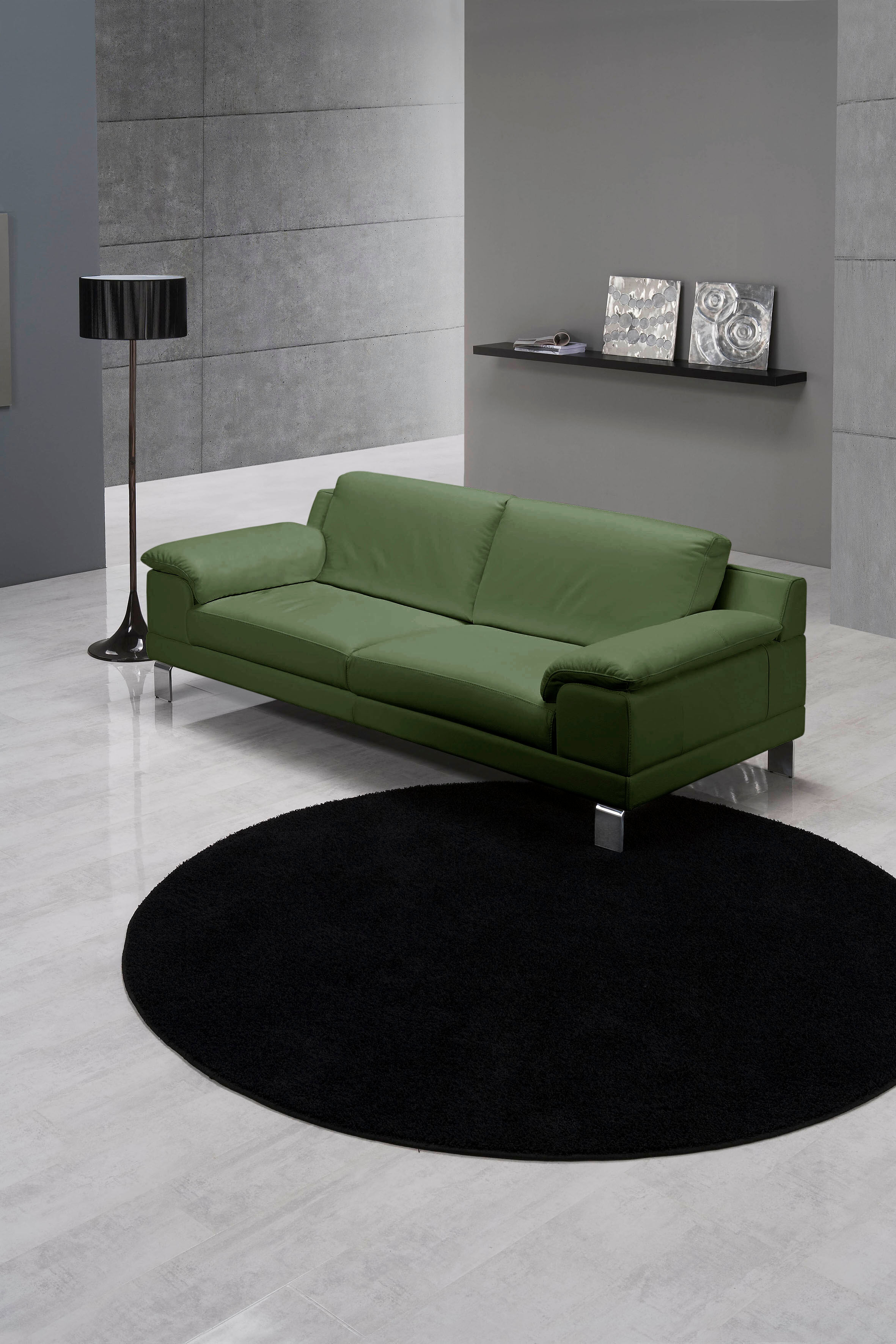 2,5-Sitzer EGOITALIANO "Shakira, Design und Sitzkomfort auf hohem Niveau, tolle Details", grün (sprite), B:216cm H:84cm T:92cm, Leder CAREZZA (echtes Rindsleder) ist ein Naturleder, dass die ursprünglichen Eigenschaften der Haut nicht verändert. Das Vorha