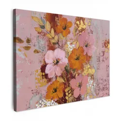 LEINWANDBILD Malerei - Blumen - Rustikal - Rosa Wandbilder 80x60 cm