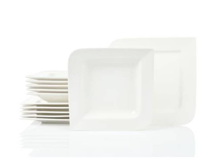 Fantastic Tafelservice 12-teilig für 6 Personen, creméweiß eckig Porzellan elegante Suppen- und Speiseteller für fantastische Momente am gedeckten Tisch, edle Optik, perfekte Haptik, sanfter Farbton