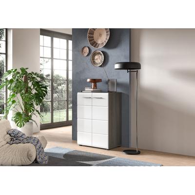 Kommode HOME AFFAIRE "Rumba, Breite 60cm, in Rauchsilber Nachbildung/ Weiß Hochglanz", grau (rauchsilber nachbildung, weiß hochglanz tiefzieh), B:60cm H:85cm T:37cm, Sideboards, Kommode, Kommode, Sideboard, Schrank