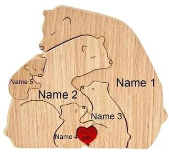 Inspire Essentials Personalized Bear Family Puzzle Custom Name Wooden Decor 4 not Customized