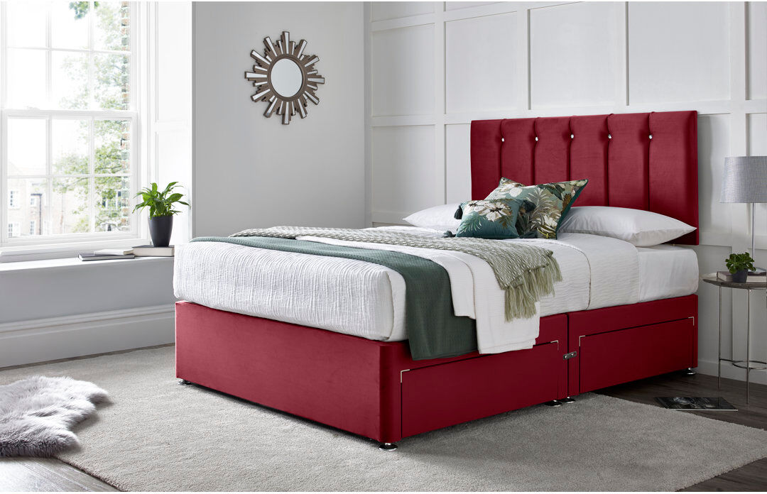 Wayfair Sleep Monatuk Divan Bed with 24" Headboard on Struts Maroon Single (3')