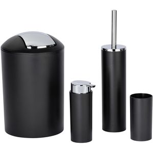 Wenko Badaccessoires-Set Calvo 24078800, 4-teilig, aus Kunststoff, schwarz