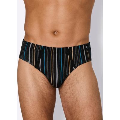 Slip WÄSCHEPUR, Herren, Gr. 6, 2 Stk., bunt (schwarz, schwarz, gestreift), 100% Baumwolle, Unterhosen Slip