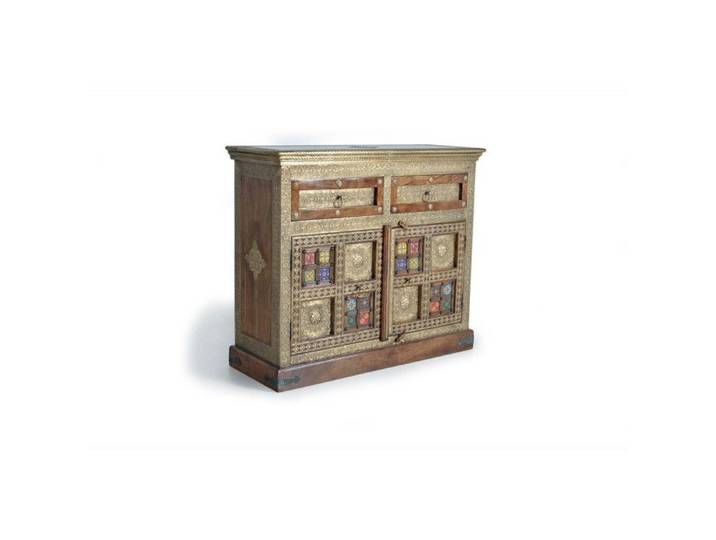 Commode - Giner y Colomer - Bois d'acacia - Céramique - Bronze - Style ethnique
