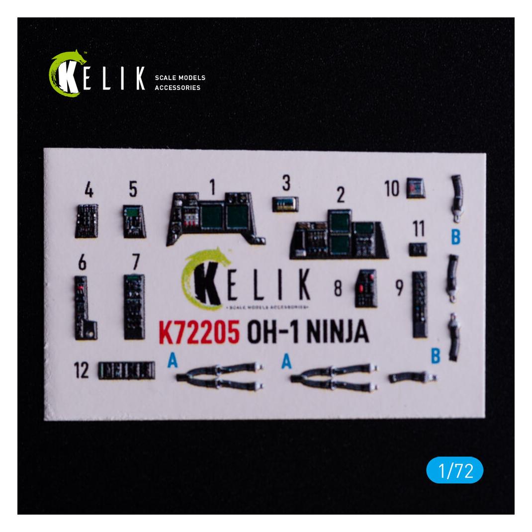 Kelik OH-1 NINJA - interior 3D decals for Aoshima kit (K72205)