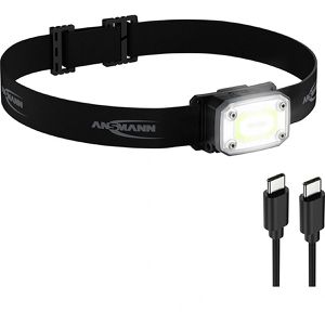 Ansmann Stirnlampe HD350R LED, wiederaufladbar, 320 Lumen, mit Rotlicht, wasserfest