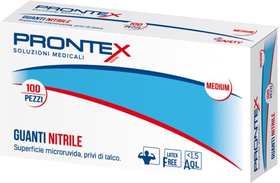 SAFETY SpA Prontex Guanti in Nitrile Misura Media, 100 guanti - Guanti Monouso Sintetici per Sensibilità e Resistenza