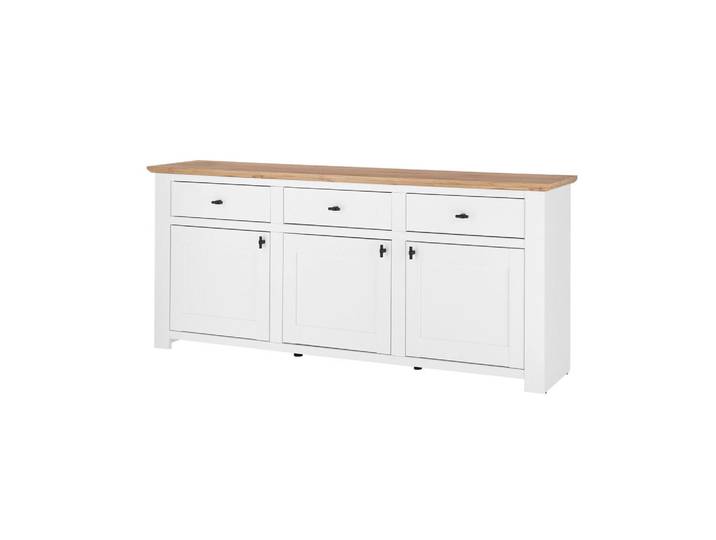 Mid.you Sideboard, Eiche, Pinien, 3 Fächer, 3 Schublade(n) Schubladen, 198x88x45 cm, Typenauswahl, stehend, Wohnzimmer, Kommoden & Sideboards, Sideboards