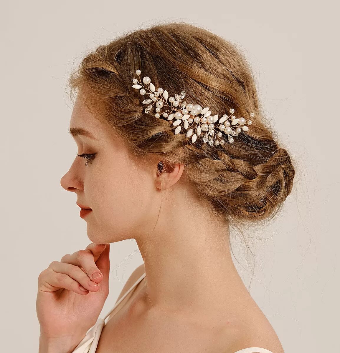 INF Épingle à cheveux dorée avec strass