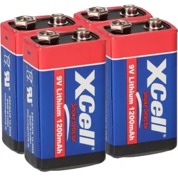 4x Rauchmelder 9V Lithium Batterien für Feuermelder 9v Block Batterie 10 Jahre
