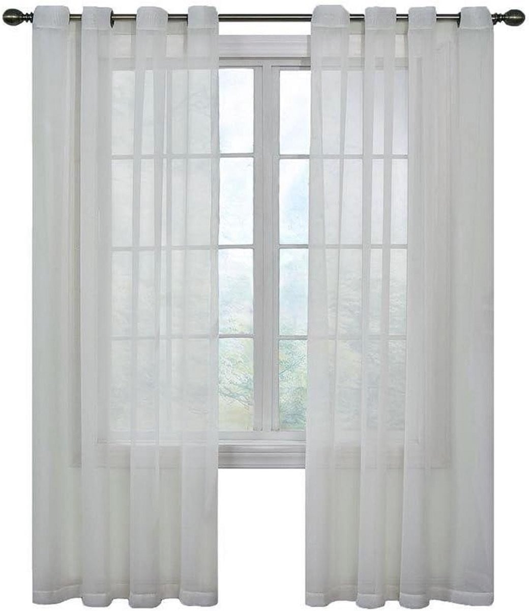 Wit Lichtdoorlatend Voile Gordijn Enkele Paneel 150 x 305 cm