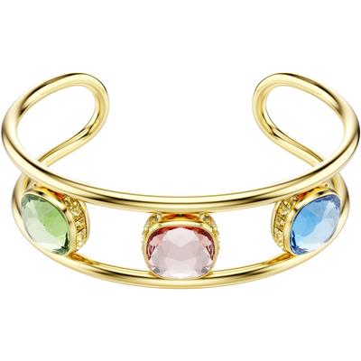 Armspange SWAROVSKI "Schmuck Geschenk Chroma Armreif" Gr. M, gold (gelbgoldfarben, grün, pink, blau, grün, pink, blau), Armbänder, Damen, M, Metall, Armspange, mit Swarovski Kristall