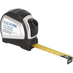 Taschenrollbandmaß L.3m B.16mm mm/cm EG II 2K Automatic TECWERK