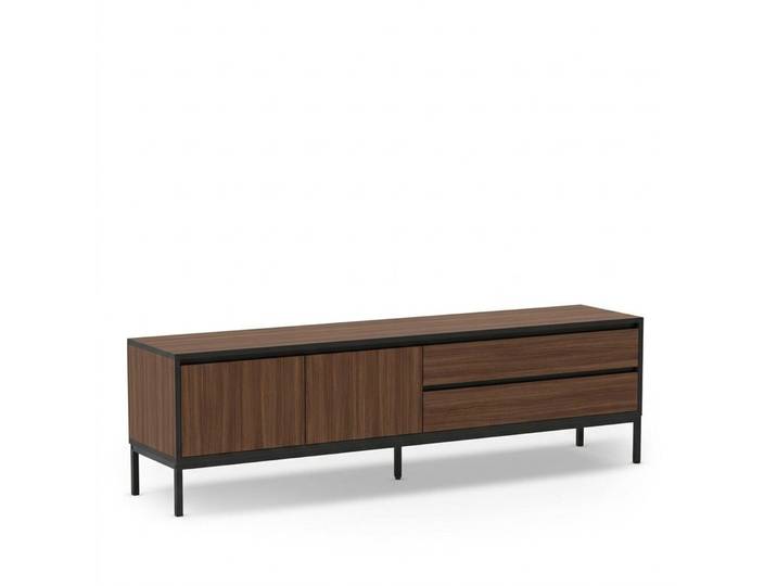 TV-Möbel Georis Nussbaum/Schwarz Holzwerkstoff B 180 cm - TV-Möbel