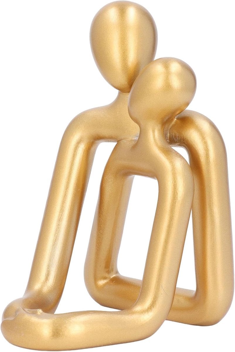 Romantisch Liefdessculptuur Paar Beeldje met Telefoonhouder - Bruin - Hoogte: 16 cm