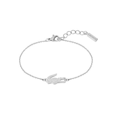 Freundschaftsarmband LACOSTE "Schmuck Edelstahl Partnerarmband CROCODILE", silber (edelstahlfarben), Armbänder, Damen, 19cm, Edelstahl