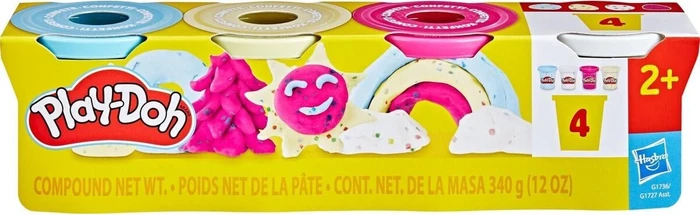 Hasbro Play-Doh 4St Behälter Spezialknete mit Konfetti, 4 Stück