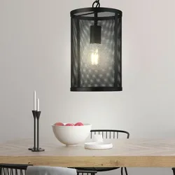 Vintage Hänge Leuchte Wohn Ess Zimmer Pendel Decken Käfig Lampe Kette schwarz