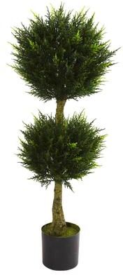 Nearly Natural 4-foot Double Ball Cypress Topiary - Green