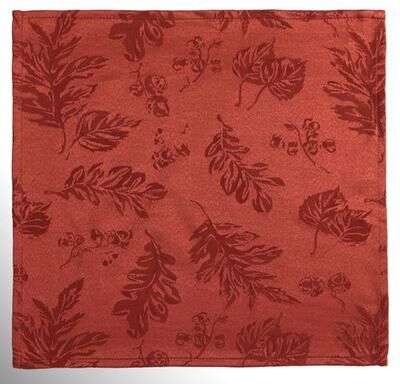 Threadmade Home Llc Graceful Leaves Napkins Set of Eight, Set of Eight, Ember Glow