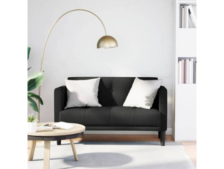ZQQLVOO Zweisitzer-Sofa Schwarz 111 cm Stoff Polyesterbezug, Schaumstoff-Feder-Kombination, Sperrholzrahmen, Stabile Beine, Modernes Design