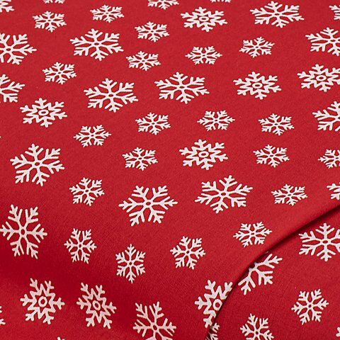 Baumwollstoff Eiskristalle "Sina", rot/weiß