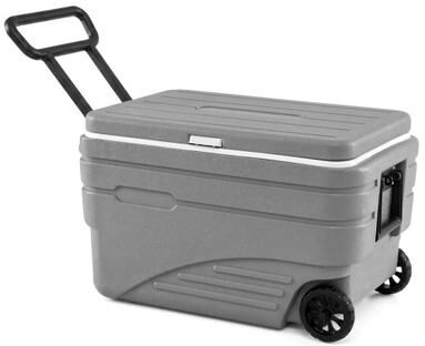 Costway 84 Quart Portable Wheeled Ice Cooler with Foldable Pull-Gray