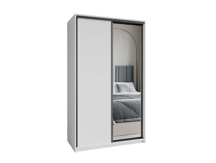SCHWEBETÜRENSCHRANK TAVI 120/205/60 cm 2-türig mit Spiegel Weiß