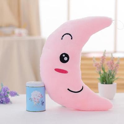 Snug & Styled Glow In The Dark Moon Plush Pillow Soft Light Up Stuffed Animal For Kids And Girls pink Moon
