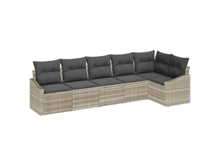 Makastle Sofa-Set mit Kissen, Hellgrau, Poly Rattan, 288,5 x 123,5 x 85 cm, 47,4 kg, Modular, Montage erforderlich