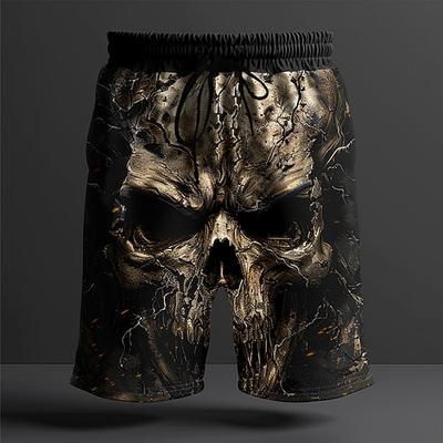 Männer Totenkopf Kostüme Badehosen Schwimmshorts Boardshorts Mittlere Taille Mode Streetwear Designer Casual Daily Urlaub Kordelzug Tasche Elastischer Bund Designer Kleidung Apparels