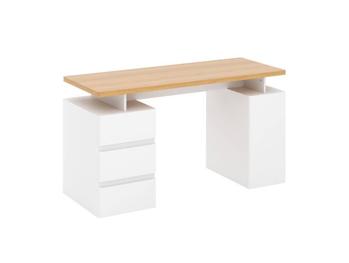 Schreibtisch RUFUS mit 2 Korpussen 140 x 55 x 76 cm weiss/natur