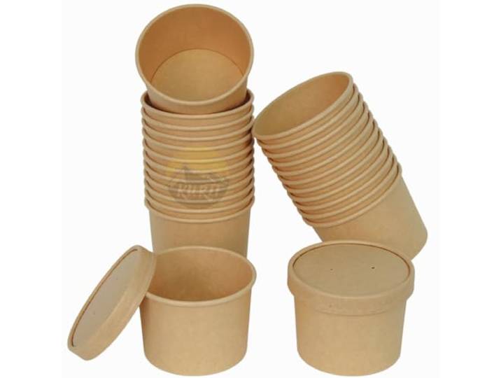 KURTT - Pappschale mit Deckel - Suppenbecher mit Deckel - 500 Stück - 500 ml - Salatschale - Einweg - Restaurant - Take away - Poke bowl