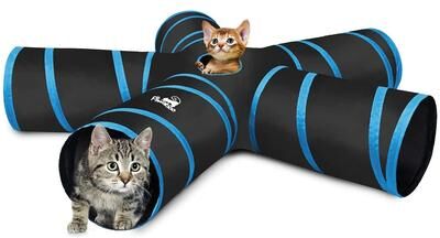Uplift Picks Pawaboo Collapsible Cat Tunnel Toy With Balls Bells And Interactive Maze Play blue 5 Ways