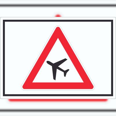 HB-Druck Aufkleber Achtung Flugbetrieb Symbol A8 (52x74mm)