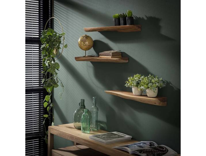 Wandschap Edge 60cm Set van 3 - Massief Acacia Natuurlijk