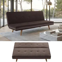 3er-Sofa Ninove, Couch Schlafsofa Gästebett Bettsofa 177cm ~ Textil, braun