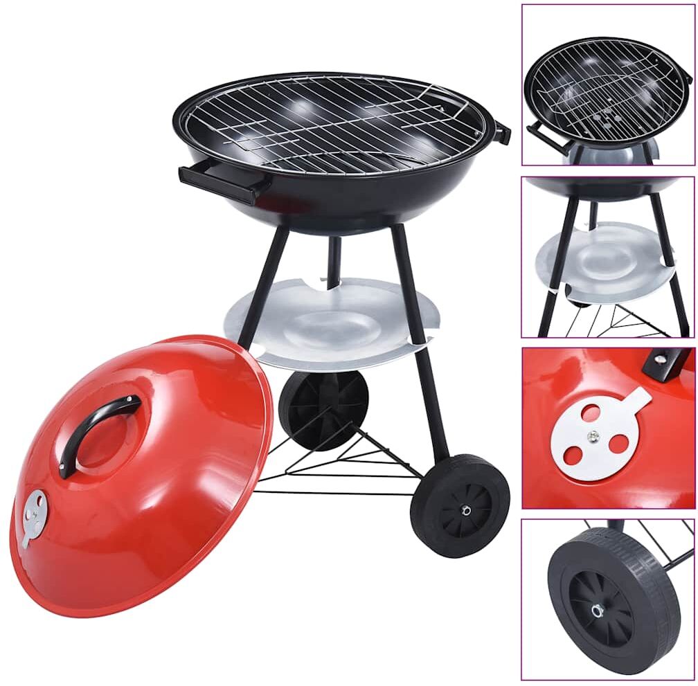 vidaXL Barbecue portable XXL au charbon avec roues 44 cm