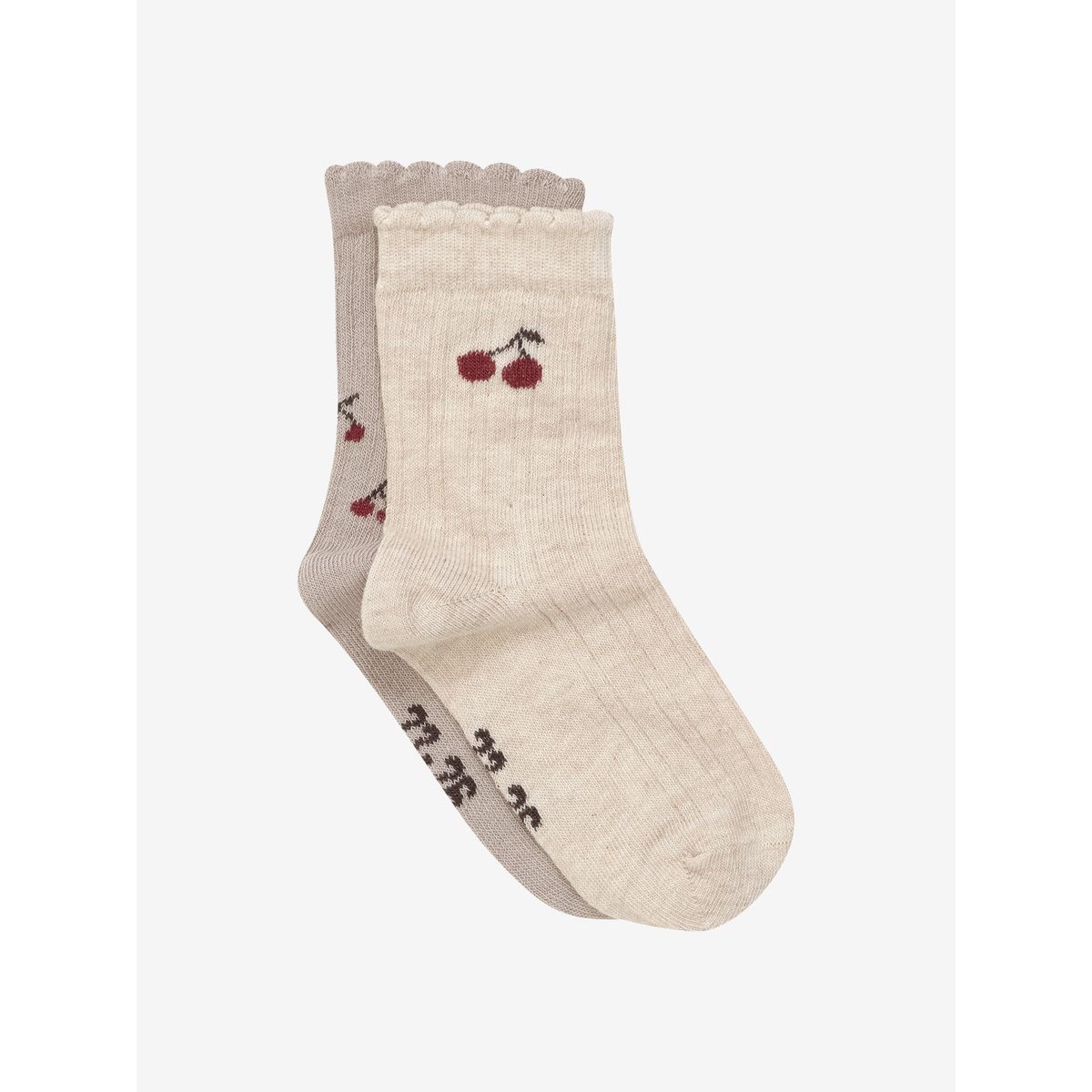 Minymo Socks w. Lettuce Edge (2-pack) light taupe (225) 15\18 6528-225-15\18
