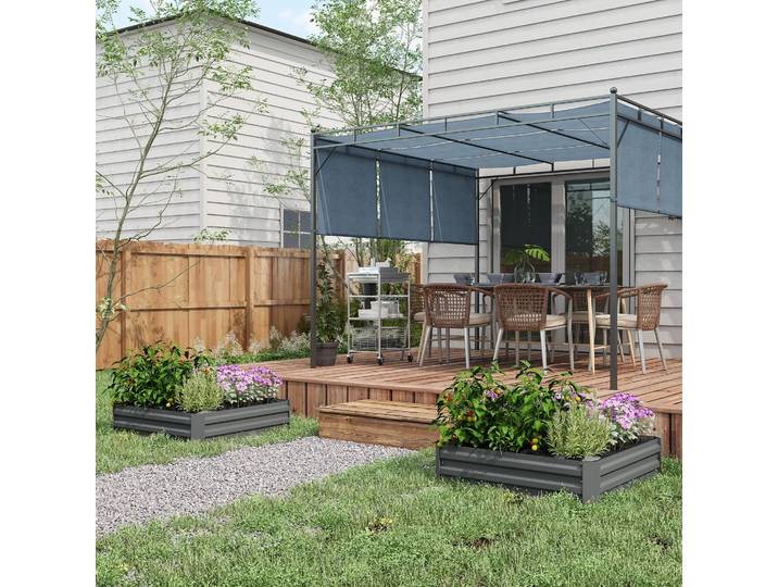 Outsunny Lot 2 Carrés Potager Acier Vert 100x100x30 cm