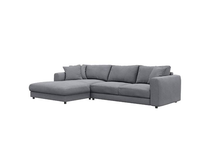 Ecksofa mit Longchair Grau/Grau Webstoff Saia 286cm Longchair davorstehend links Modern