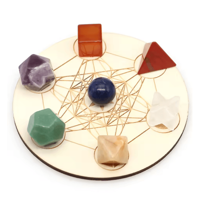 7 Piece Platonic Solid Crystal Set Sacred Geometry Chakra Healing Stones 7 Chakra B